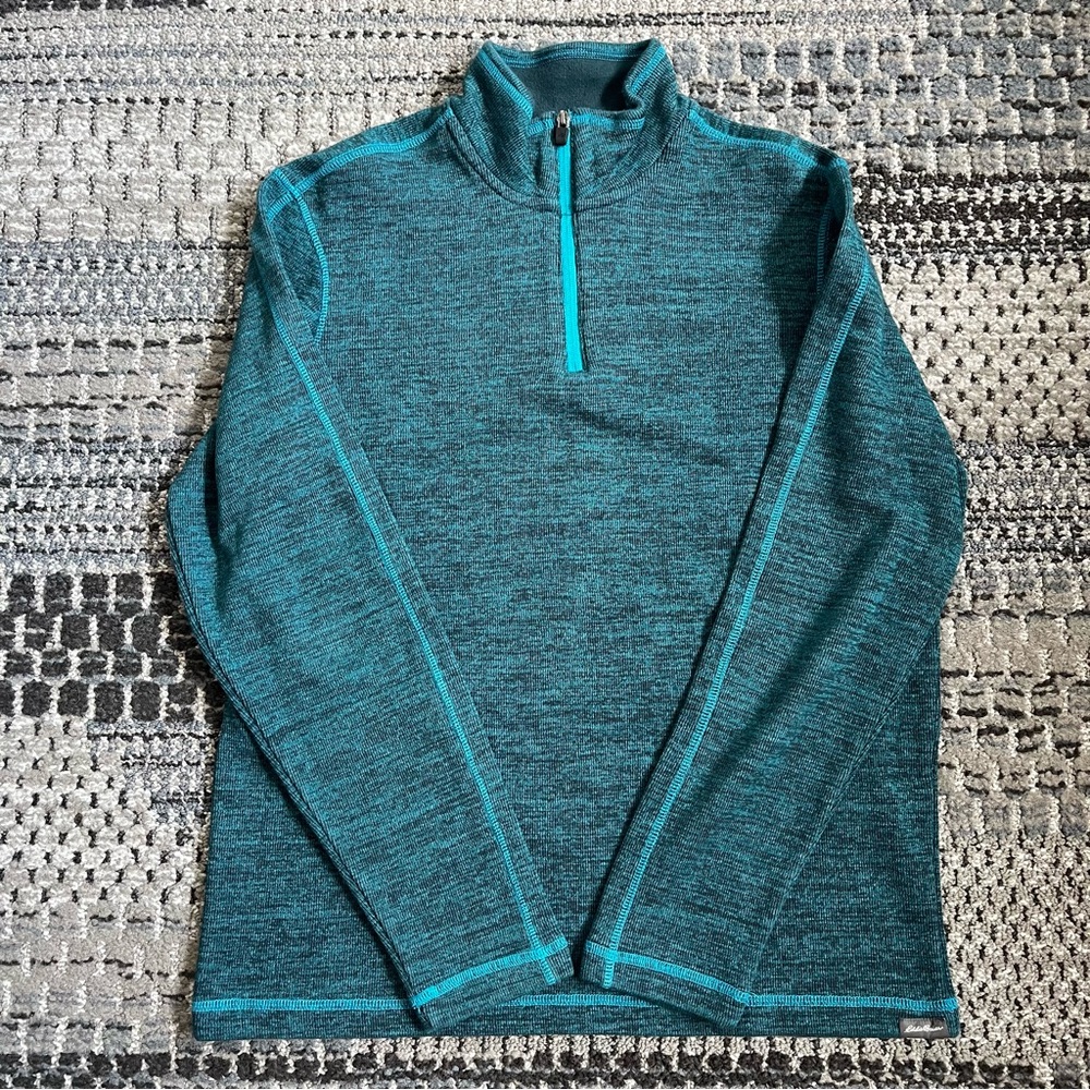 NWOT Eddie Bauer Teal Kachess 2.0 1/4 Zip Fleece Pullover Men’s Medium